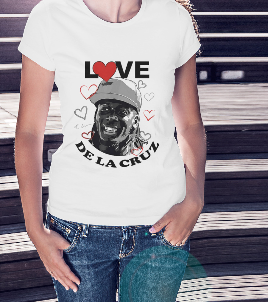 Love Heart Design Elly De La Cruz Cincinnati Reds Baseball T-Shirt