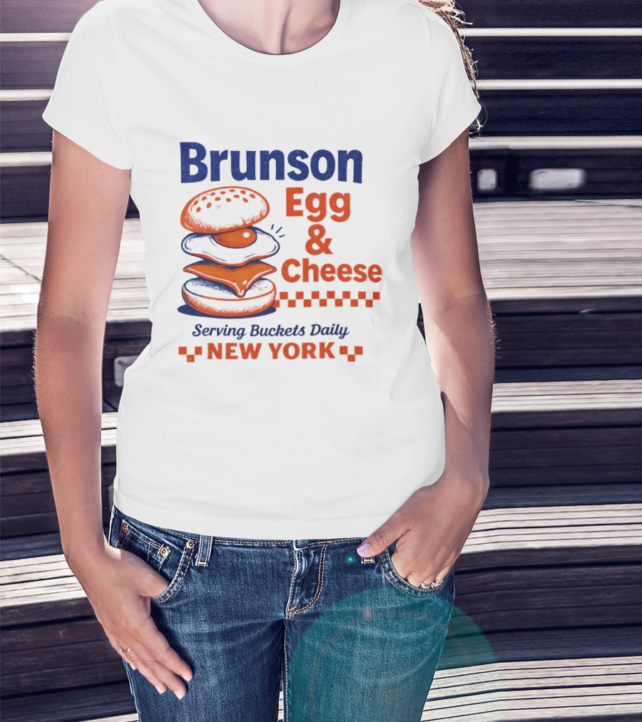 Brunson Egg & Cheese Serving Buckets Daily New York Knicks NBA T-Shirt