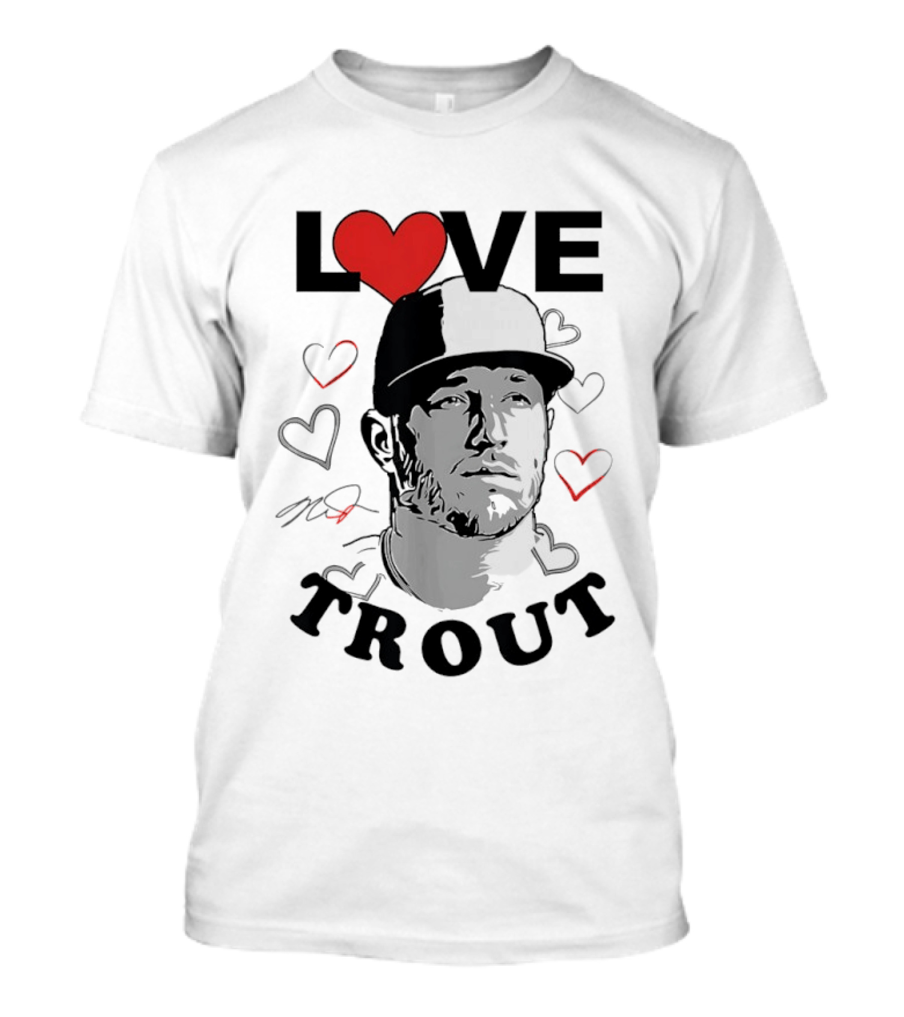 Love Mike Trout Los Angeles Angels Heart Baseball Player T-Shirt