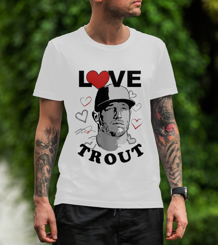 Love Mike Trout Los Angeles Angels Heart Baseball Player T-Shirt