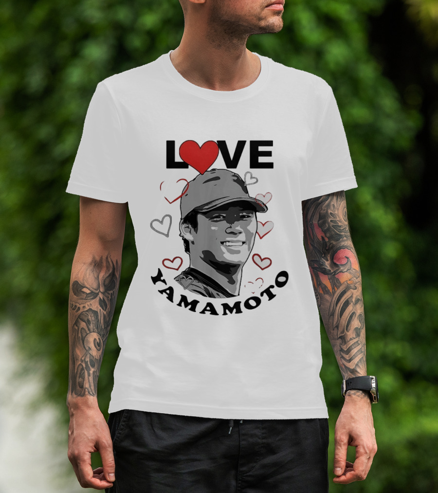 Love Yoshinobu Yamamoto Heart Baseball Fan T-Shirt