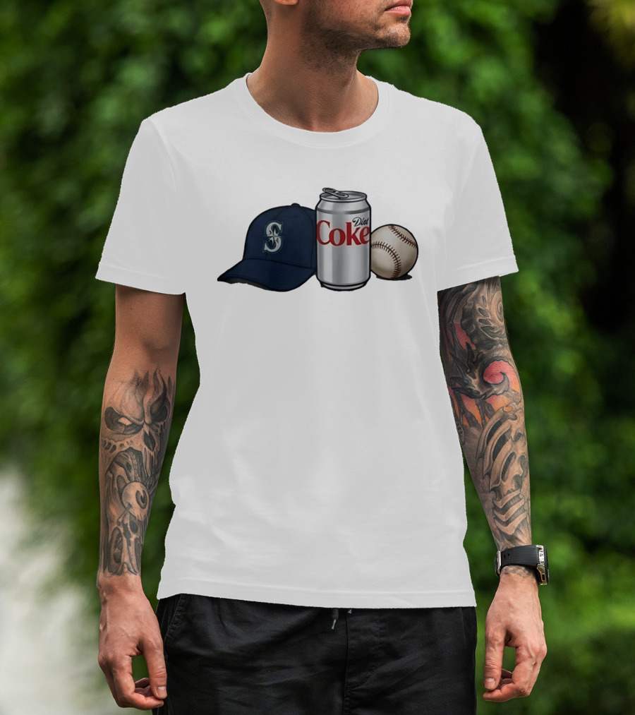 Mariners Diet Coke Baseball Cap And Ball T-Shirt
