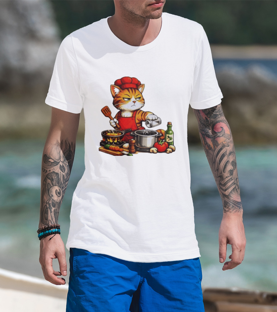 I Cook Better When You're Not Ing Cat Chef Cooking Scene T-Shirt