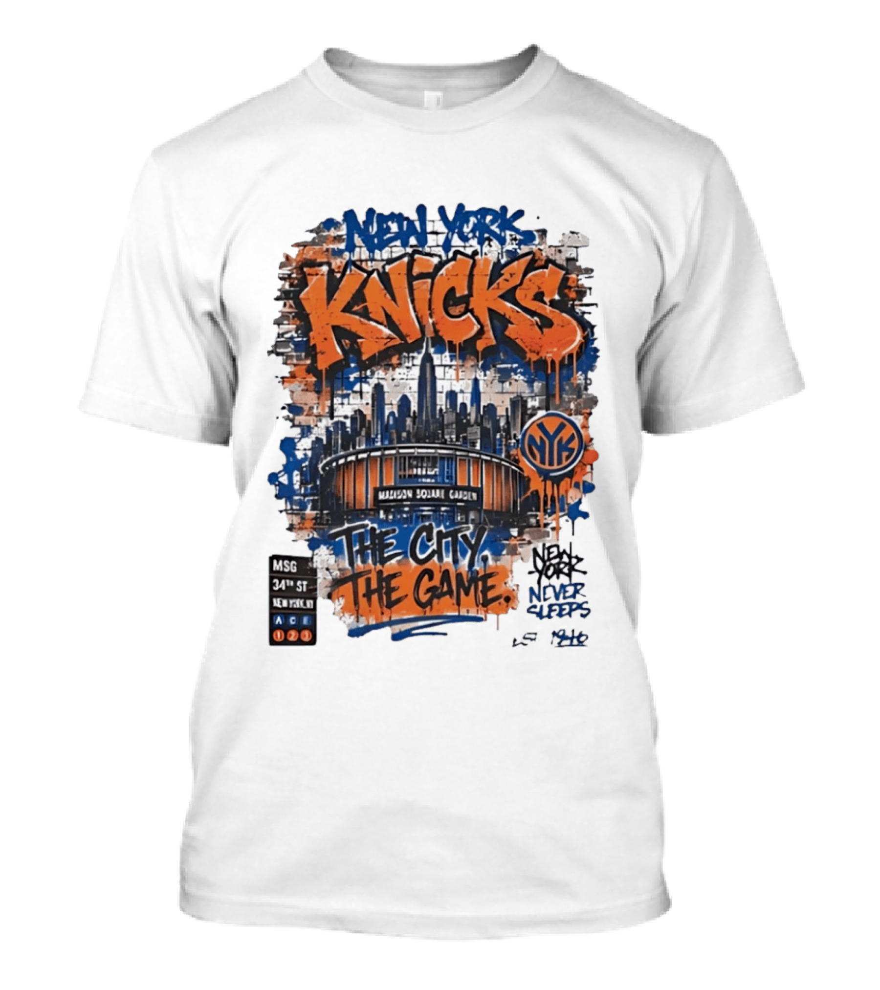 New York Knicks MSG Madison Square Garden 34th Street Graffiti T-Shirt