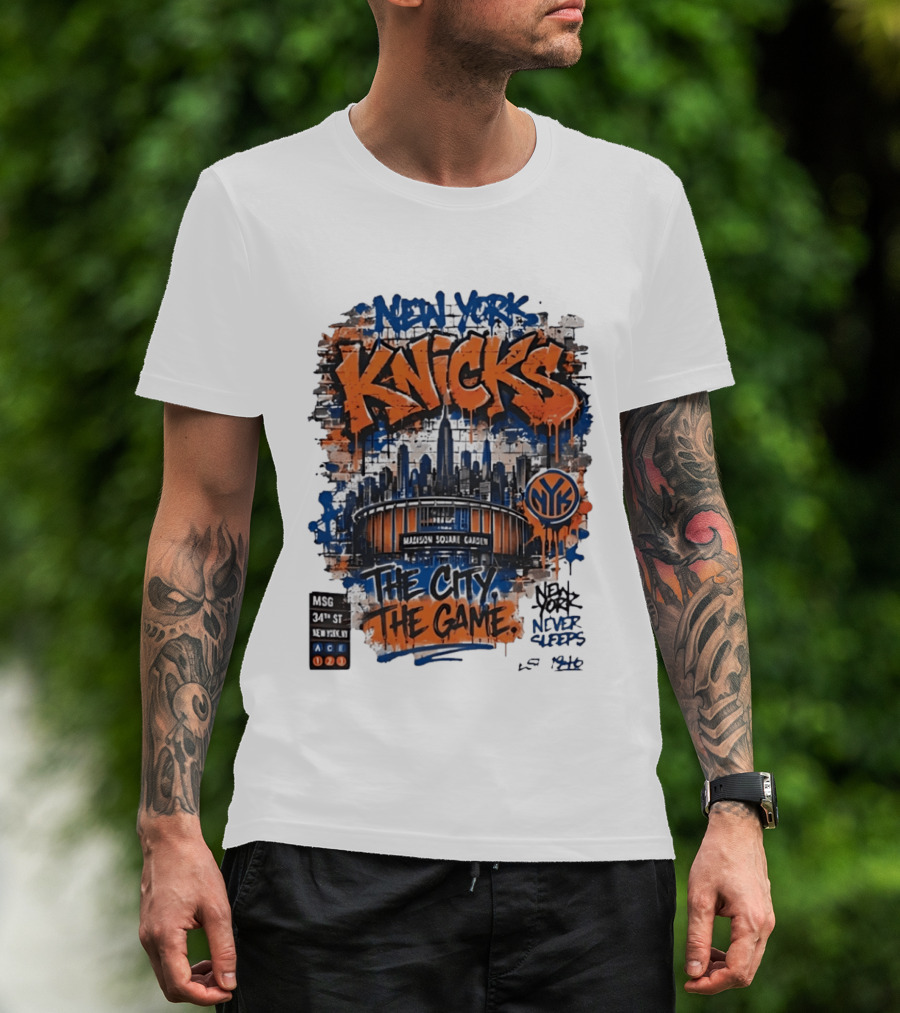 New York Knicks MSG Madison Square Garden 34th Street Graffiti T-Shirt
