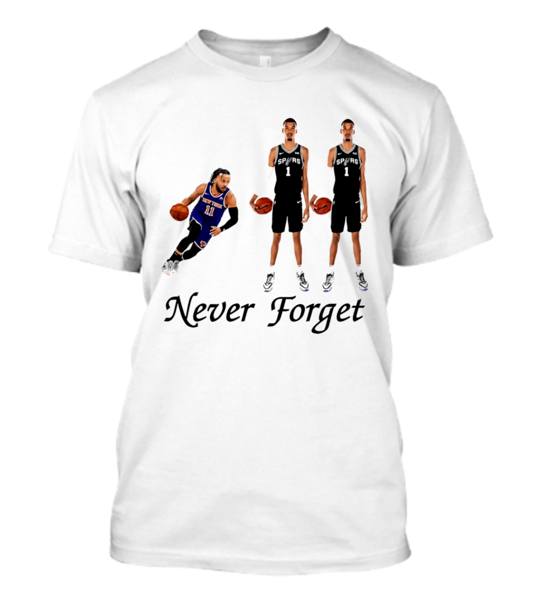 Jalen Brunson 11 Victor Wembanyama 1 Never Forget T-Shirt