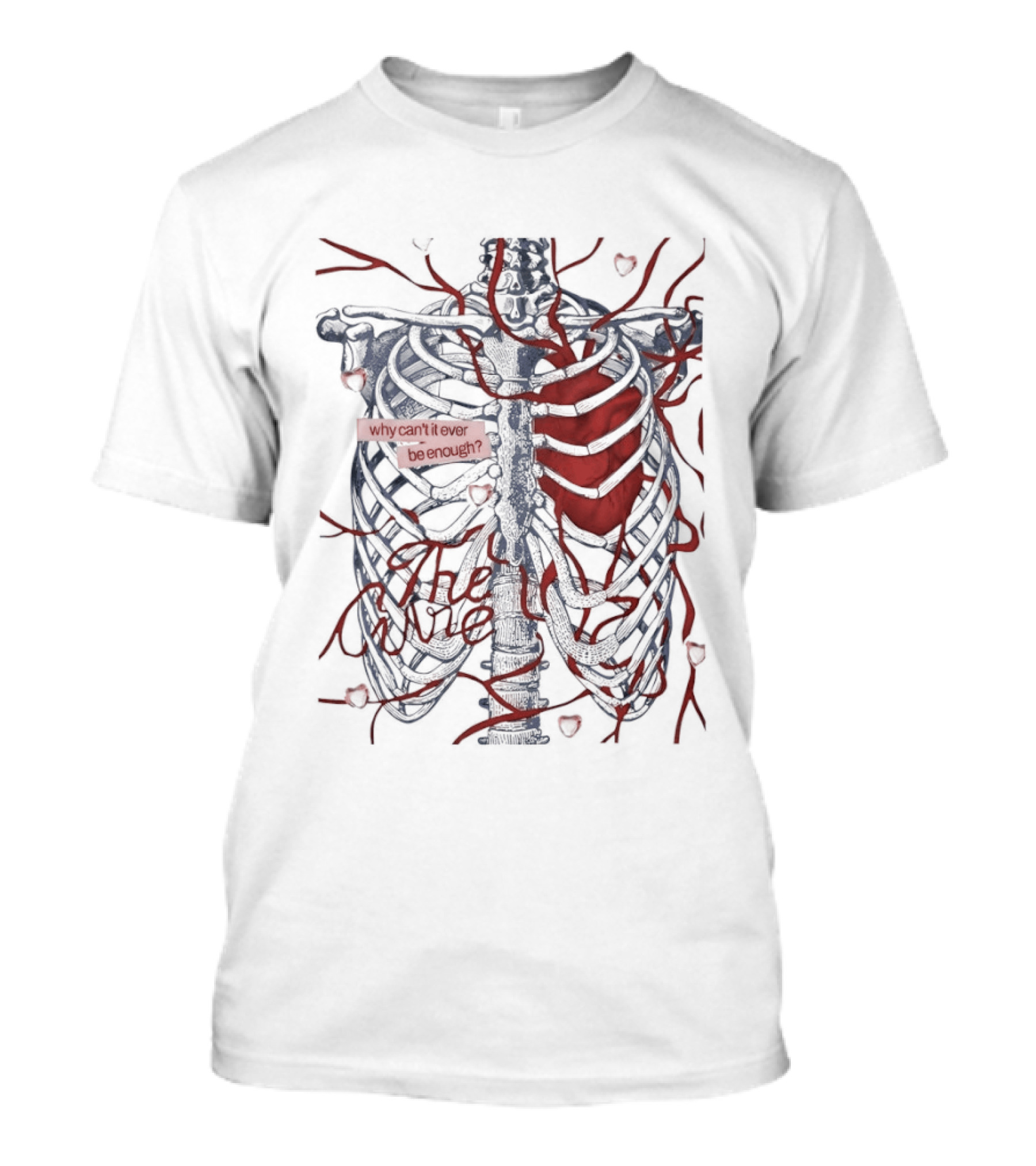 Olivia Rodrigo The Cure Why Can't I Ever Be Enough Skeleton Ribs Heart T-Shirt