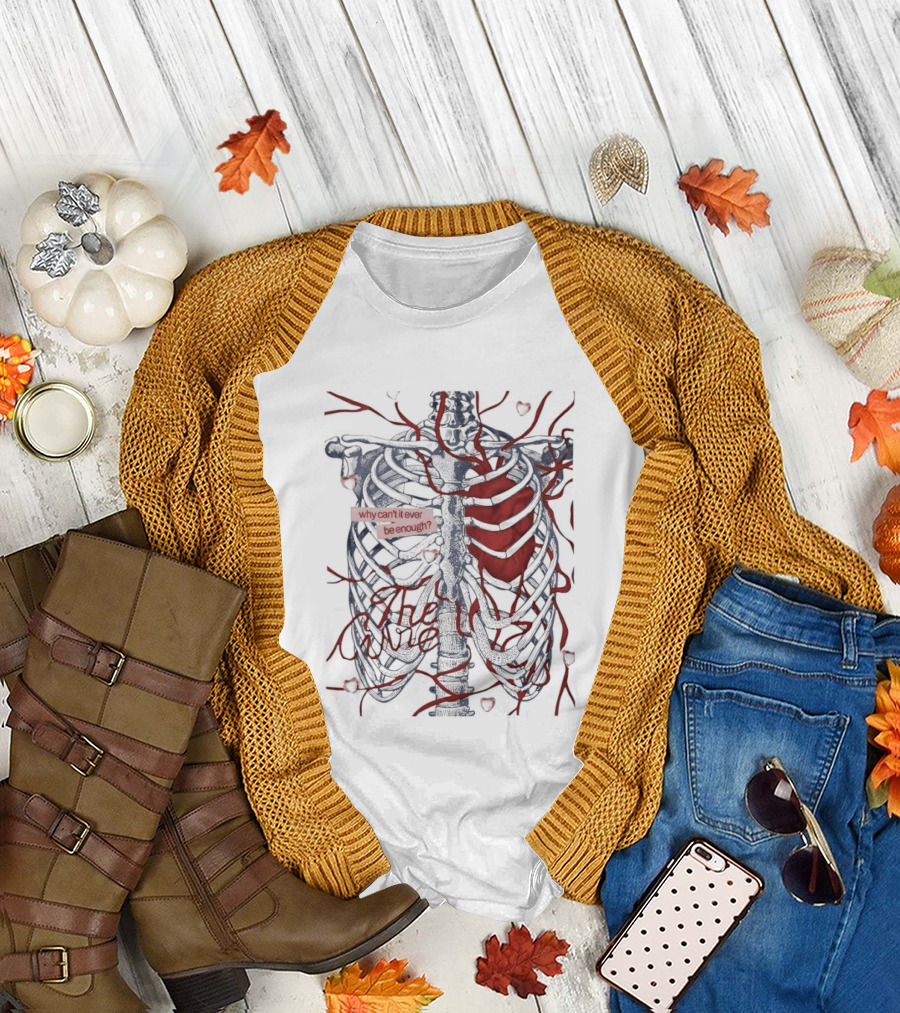 Olivia Rodrigo The Cure Why Can't I Ever Be Enough Skeleton Ribs Heart T-Shirt