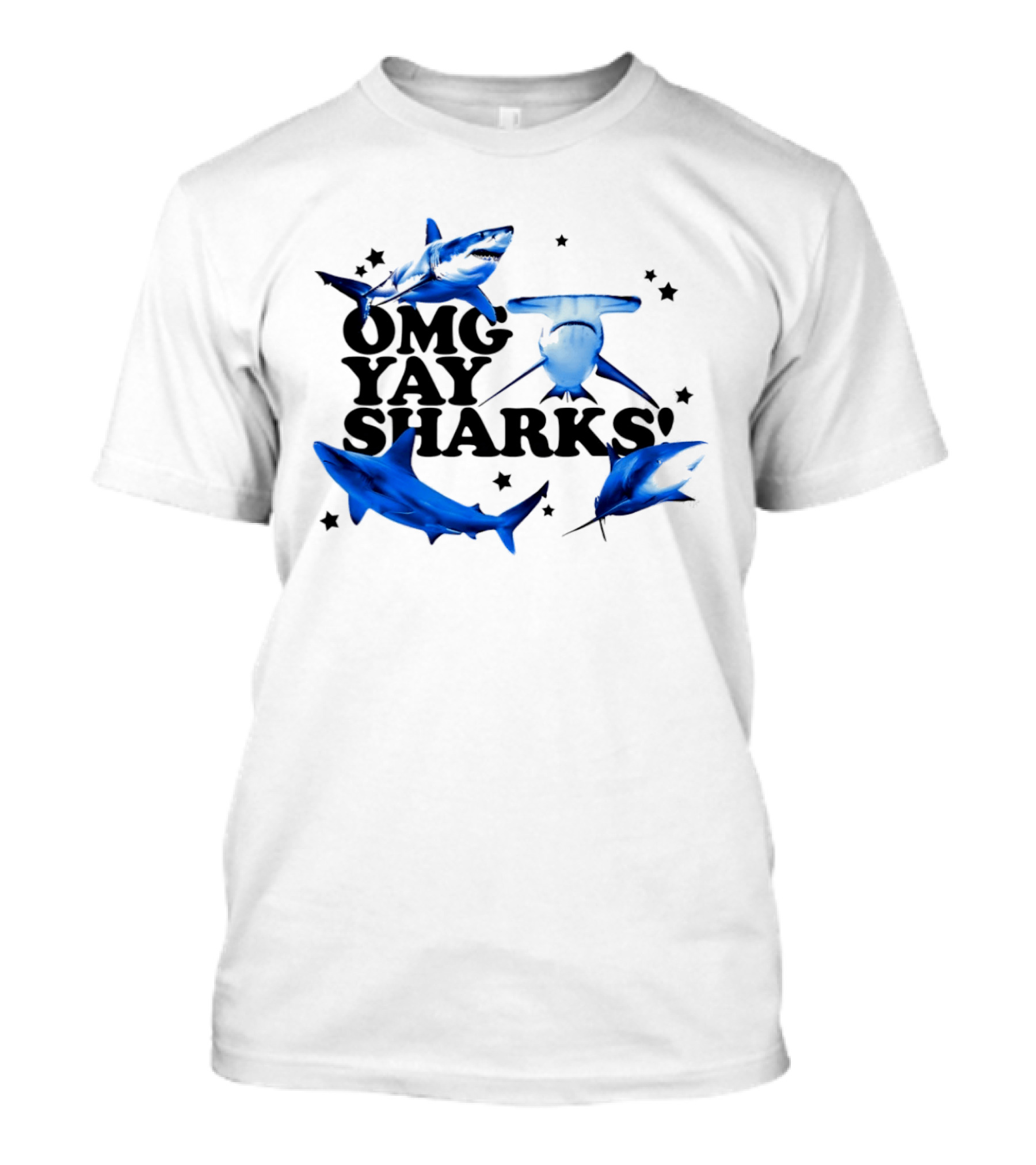 OMG Yay Sharks Ocean Life Marine Biology With Blue Shark Images T-Shirt