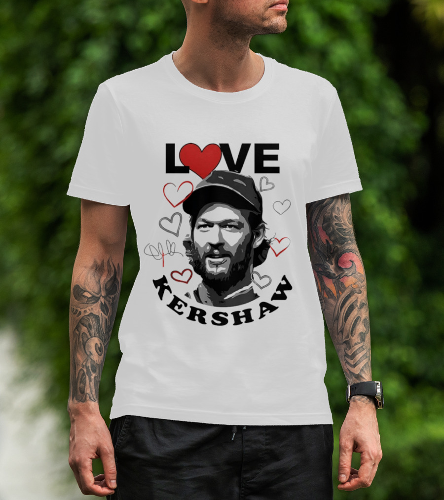 LOVE Kershaw Los Angeles Dodgers Baseball Heart T-Shirt