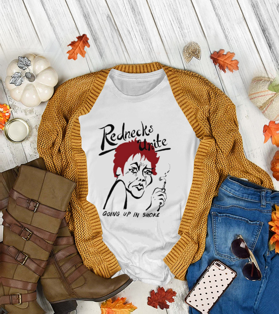 Rednecks Unite Going Up in Smoke Retro Cartoon Style Smoking T-Shirt