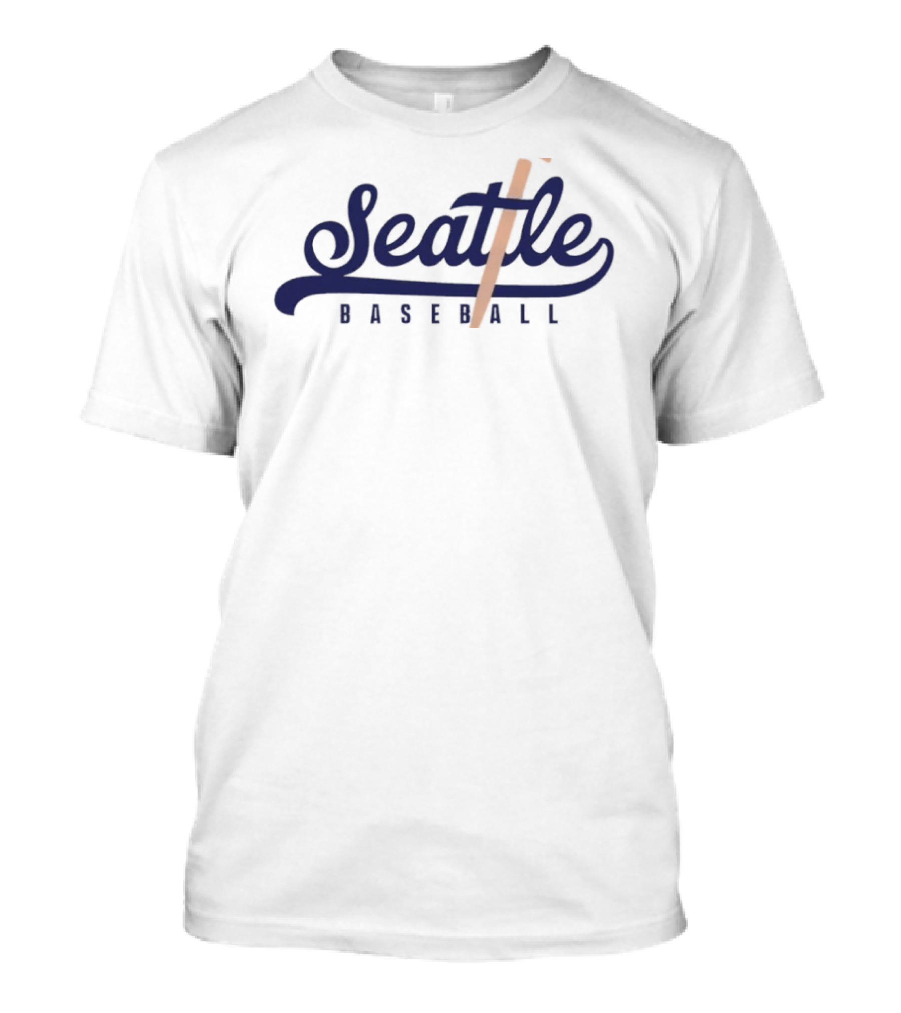 Seattle Baseball Trident Retro Style Navy Script T-Shirt