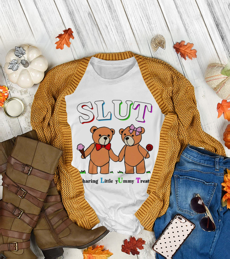 SLUT Sharing Little Yummy Treats Teddy Bears Ice Cream and Lollipop T-Shirt