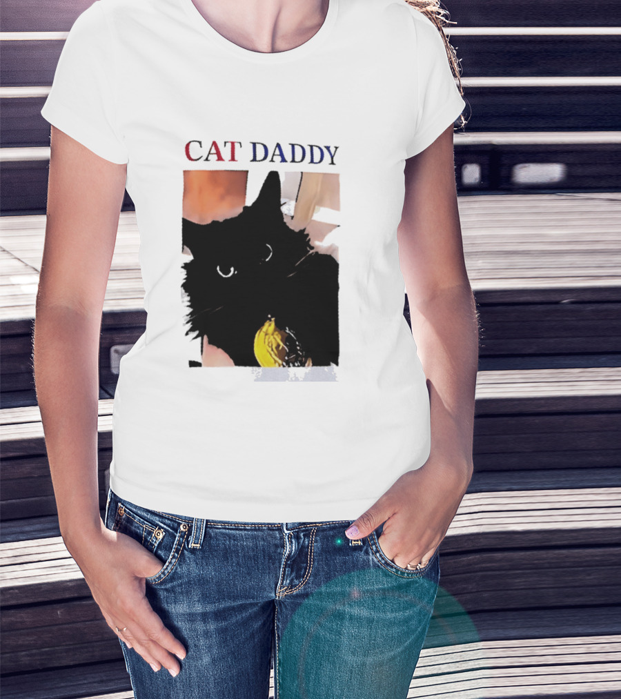 Cat Daddy Black Cat Image With Yellow Banana Accessory T-Shirt