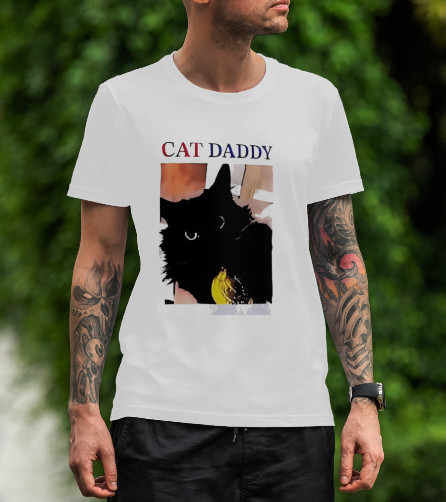 Cat Daddy Black Cat Image With Yellow Banana Accessory T-Shirt
