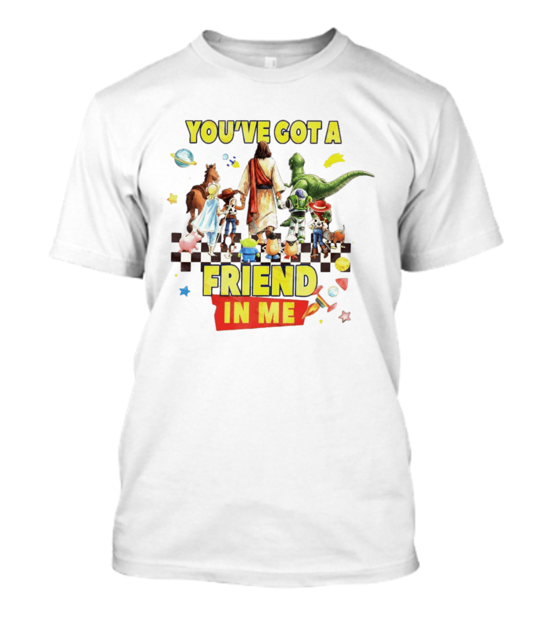You've Got A Friend In Me Jesus Walking With Toy Story Characters T-Shirt