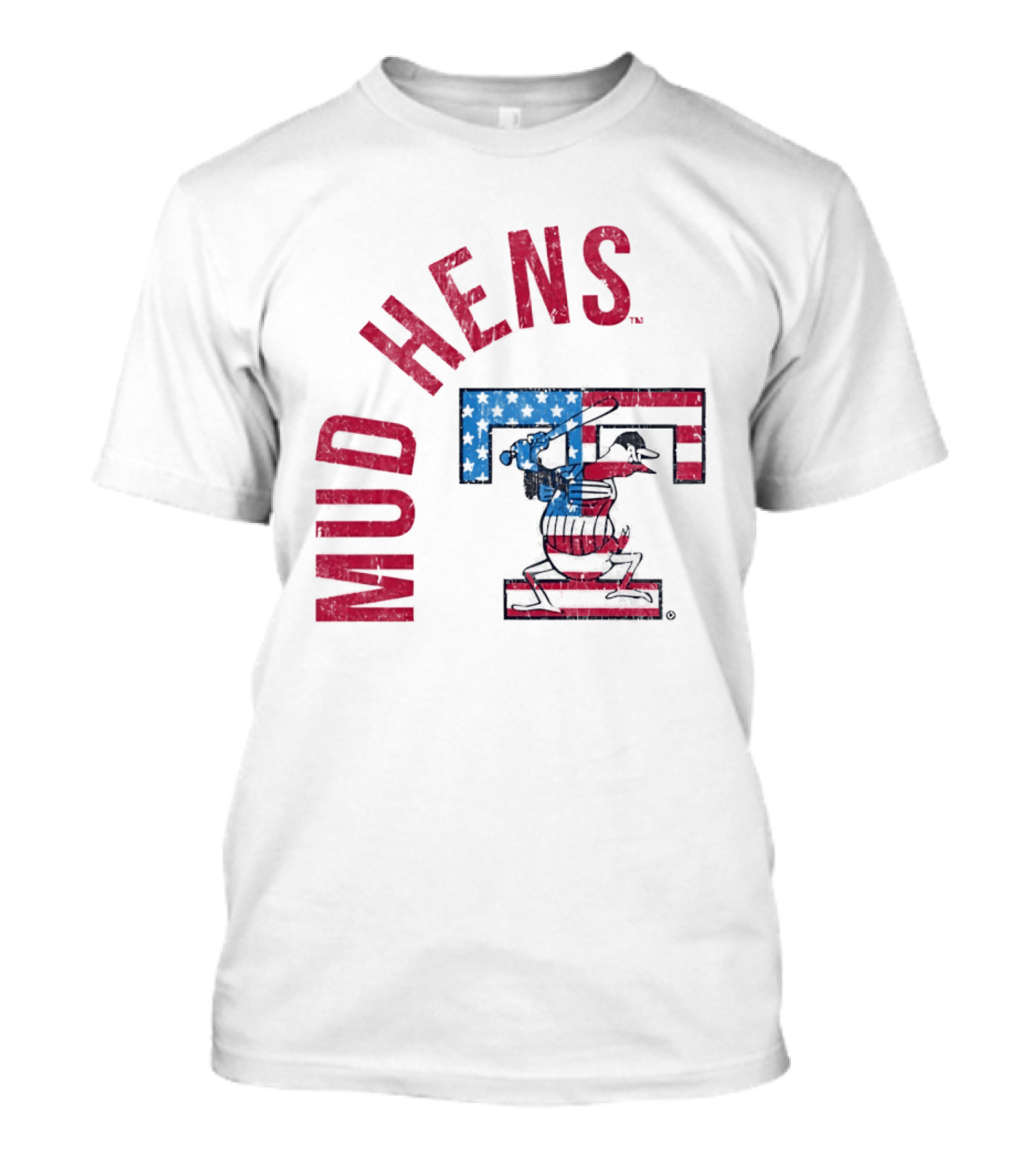 Toledo Mud Hens Patriotic Baseball Logo Red White Blue T-Shirt