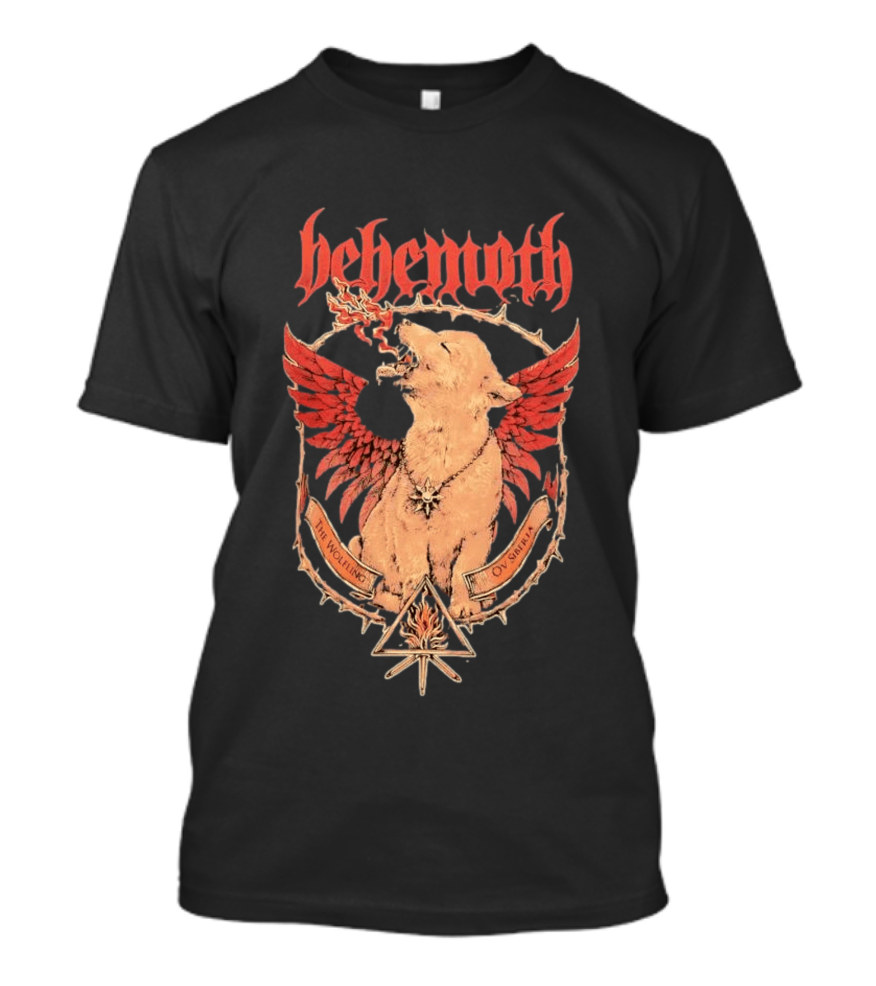 Behemoth The Wolfling Ov Siberia Fire Wings Wolf Sun Sigil Black Metal Music T-Shirt