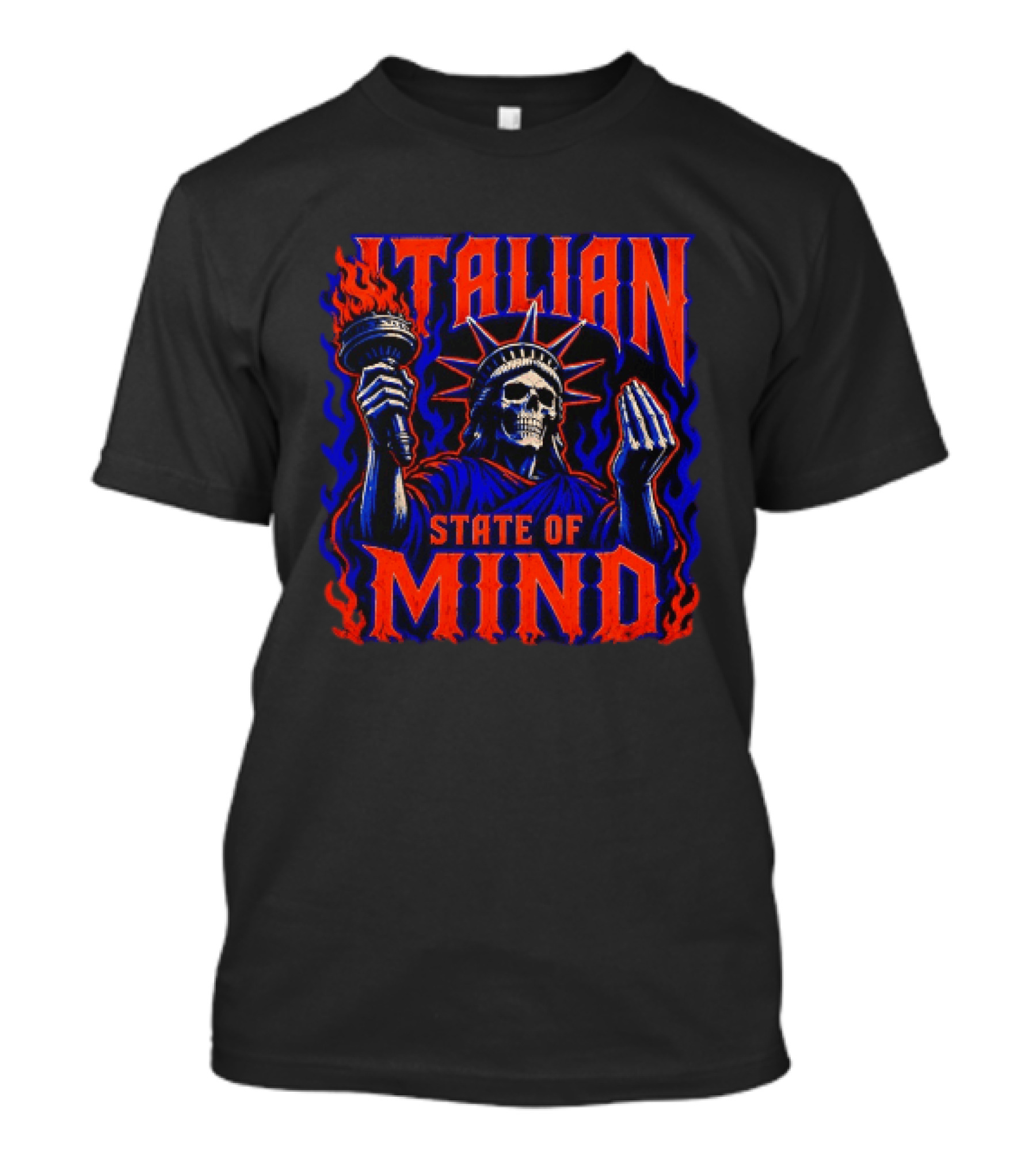 Italian State Of Mind Skeleton Statue Of Liberty New York Knicks T-Shirt