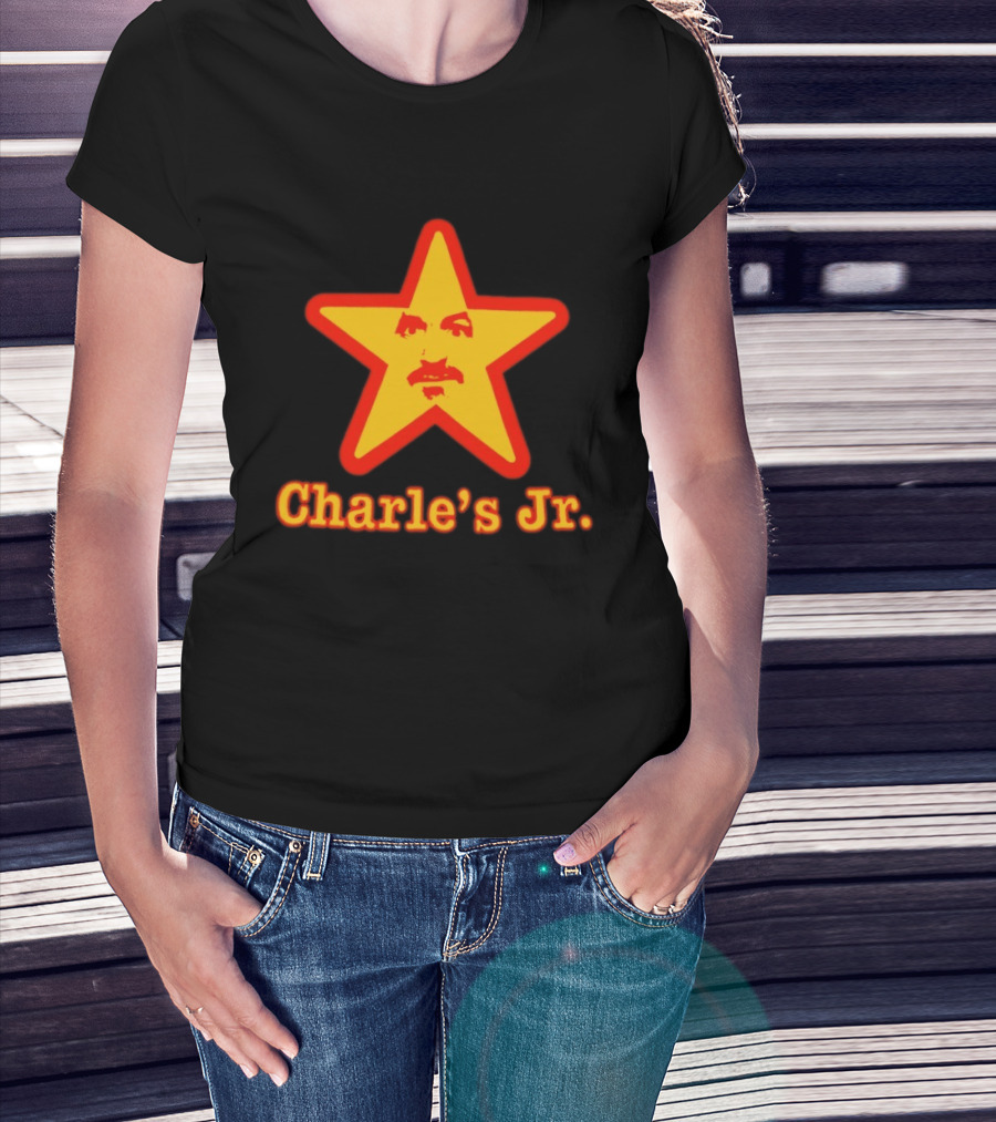 Charle's Jr Star Retro Iconic Face In Yellow Star T-Shirt