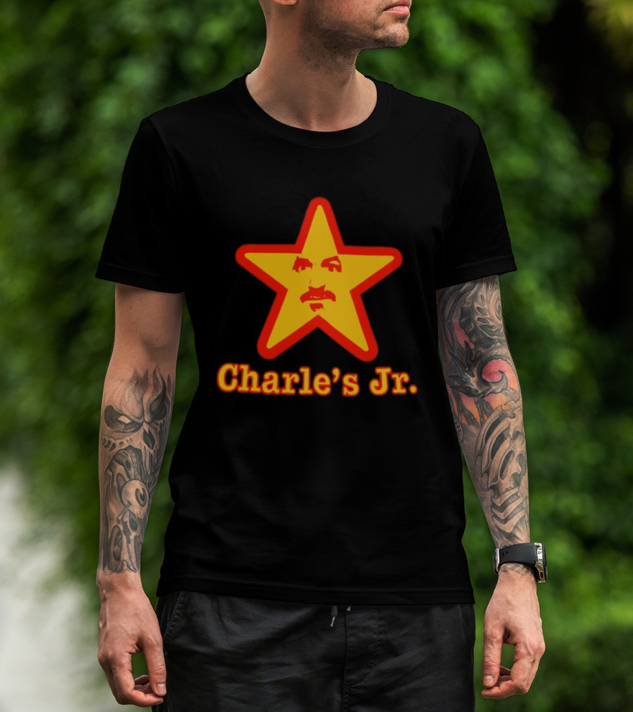 Charle's Jr Star Retro Iconic Face In Yellow Star T-Shirt
