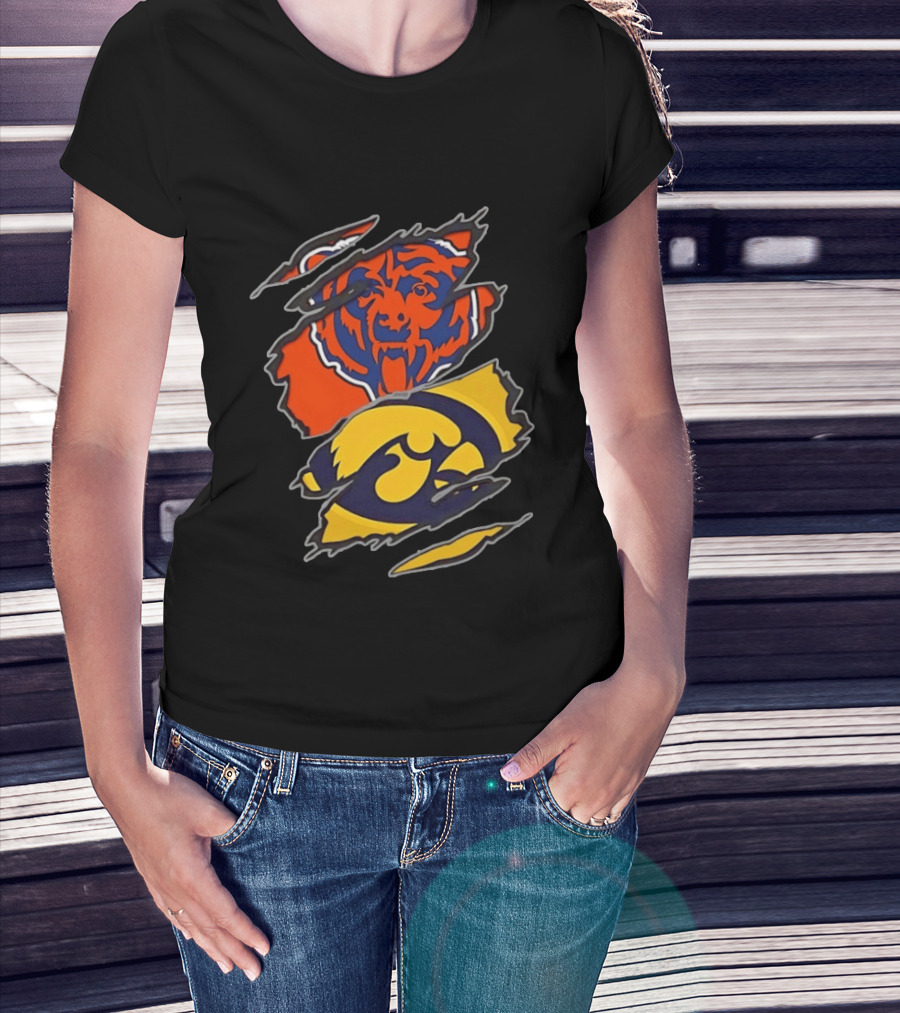 Chicago Bears Iowa Hawkeyes Two Teams One Heart T-Shirt