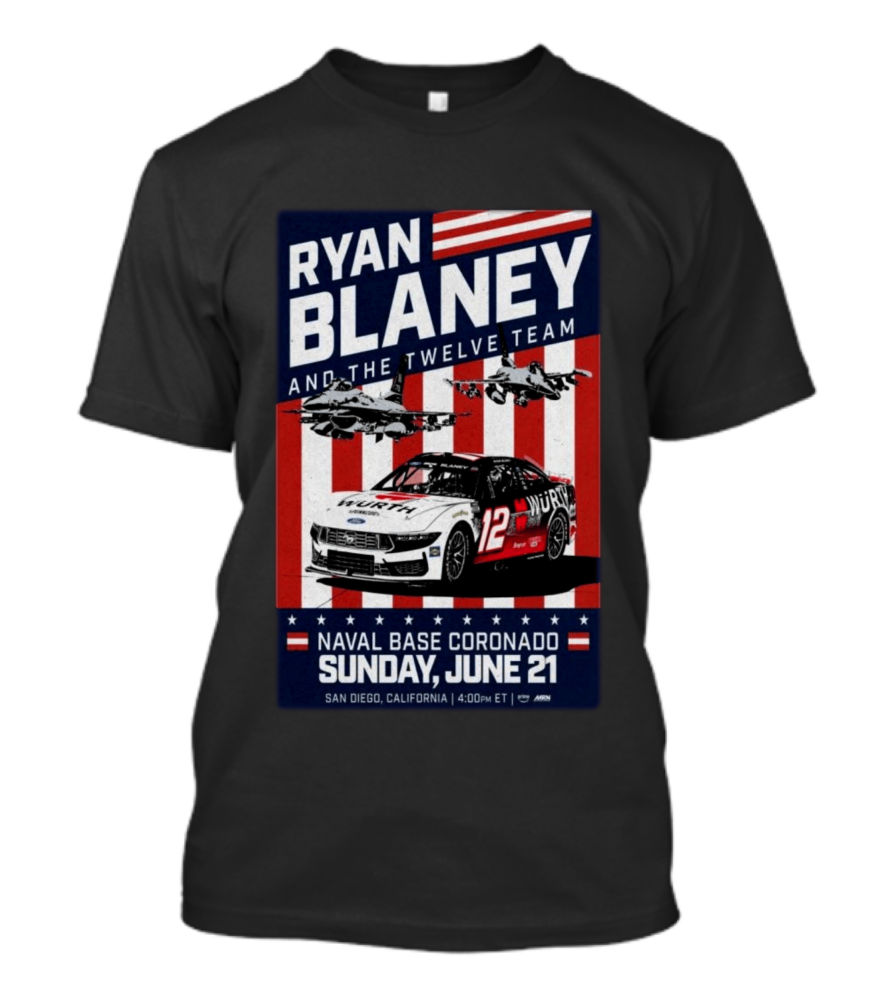 Ryan Blaney And The Twelve Team Naval Base Coronado San Diego June 21 Racing Event T-Shirt