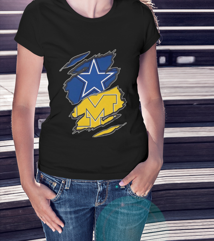 Dallas Cowboys Michigan Wolverines Two Teams One Heart T-Shirt