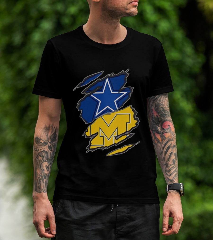 Dallas Cowboys Michigan Wolverines Two Teams One Heart T-Shirt