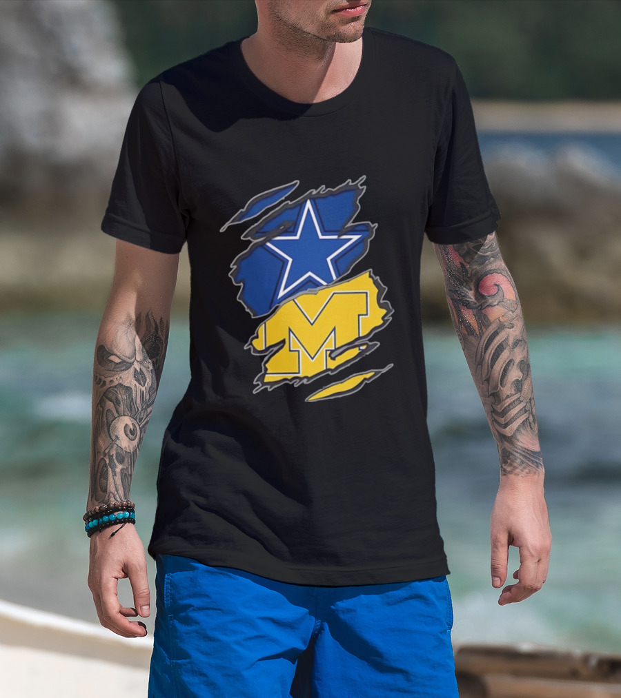 Dallas Cowboys Michigan Wolverines Two Teams One Heart T-Shirt