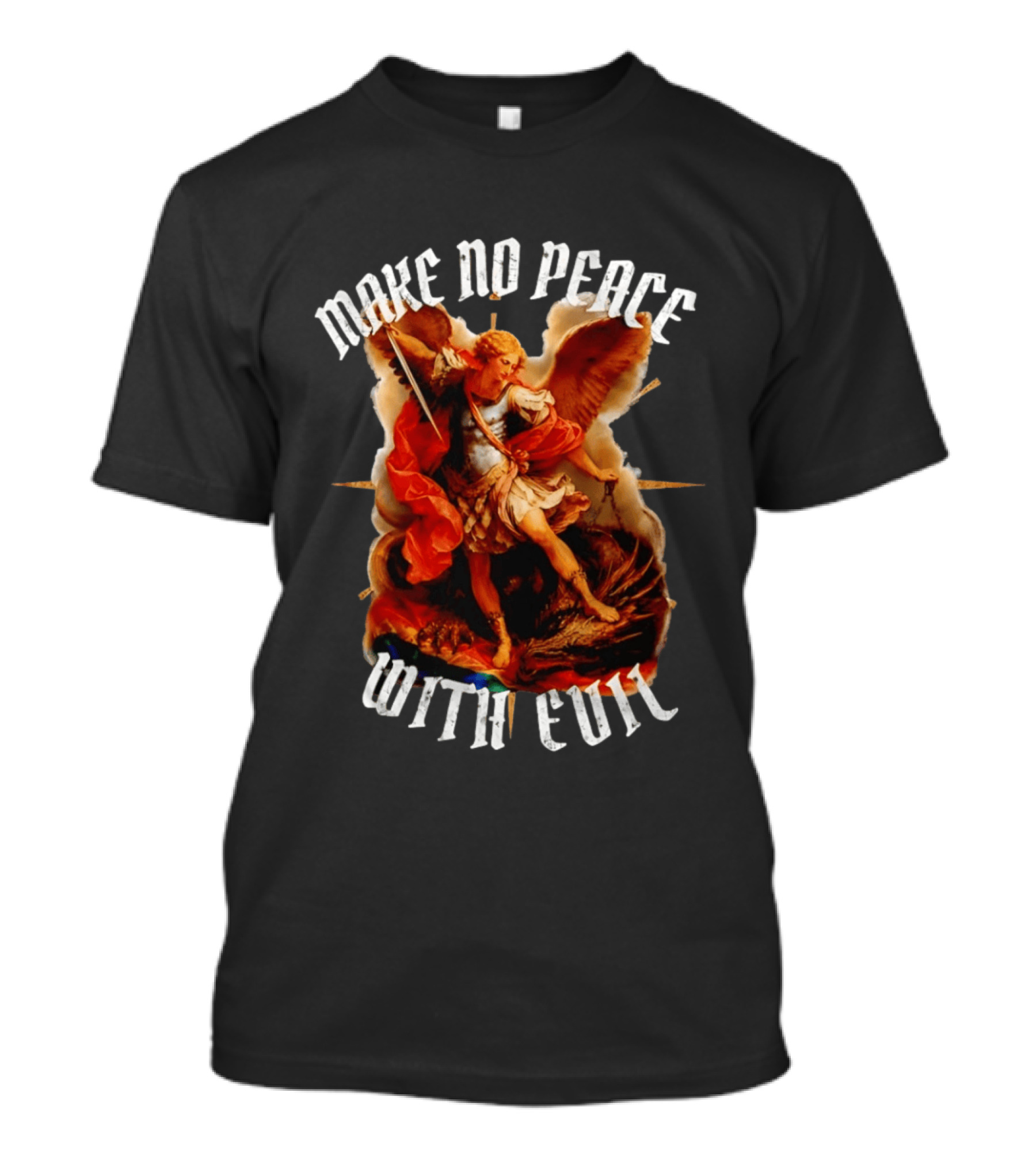 Make No Peace With Evil Angelic Warrior With Sword And Wings T-Shirt