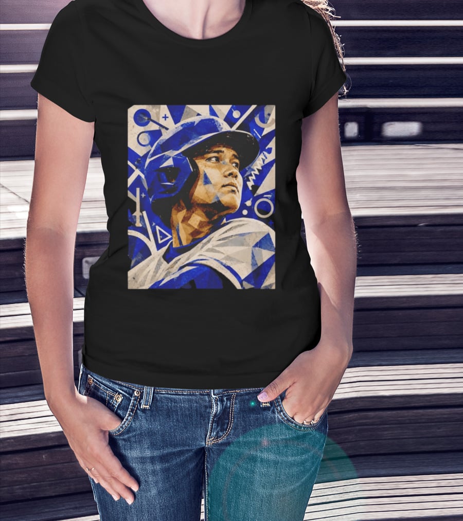 Shohei Ohtani Los Angeles Dodgers Geometric Blue Abstract Baseball T-Shirt