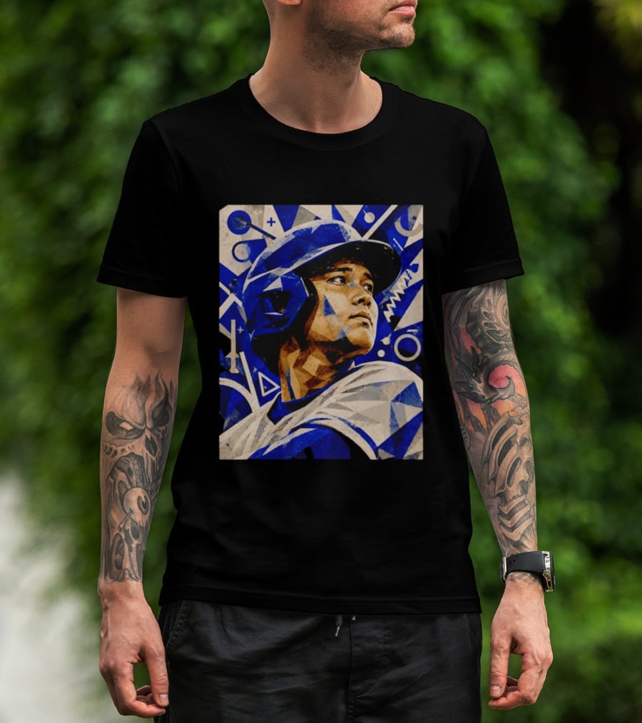 Shohei Ohtani Los Angeles Dodgers Geometric Blue Abstract Baseball T-Shirt