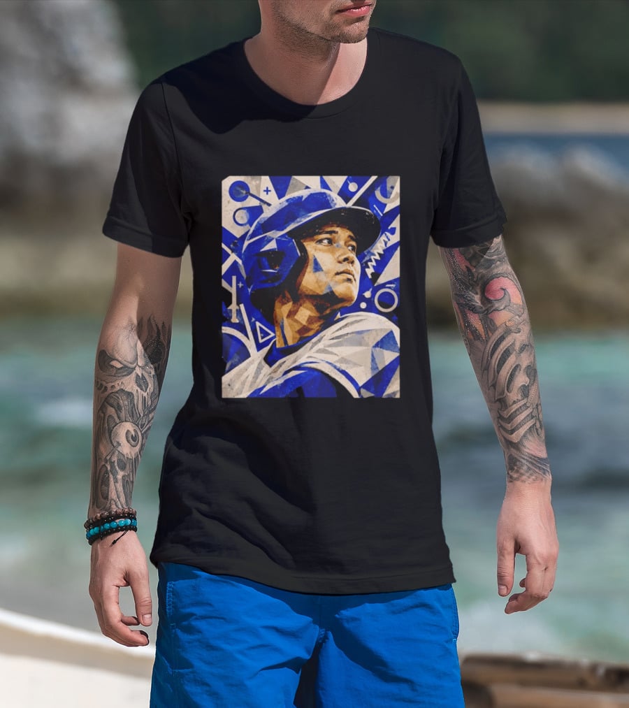 Shohei Ohtani Los Angeles Dodgers Geometric Blue Abstract Baseball T-Shirt