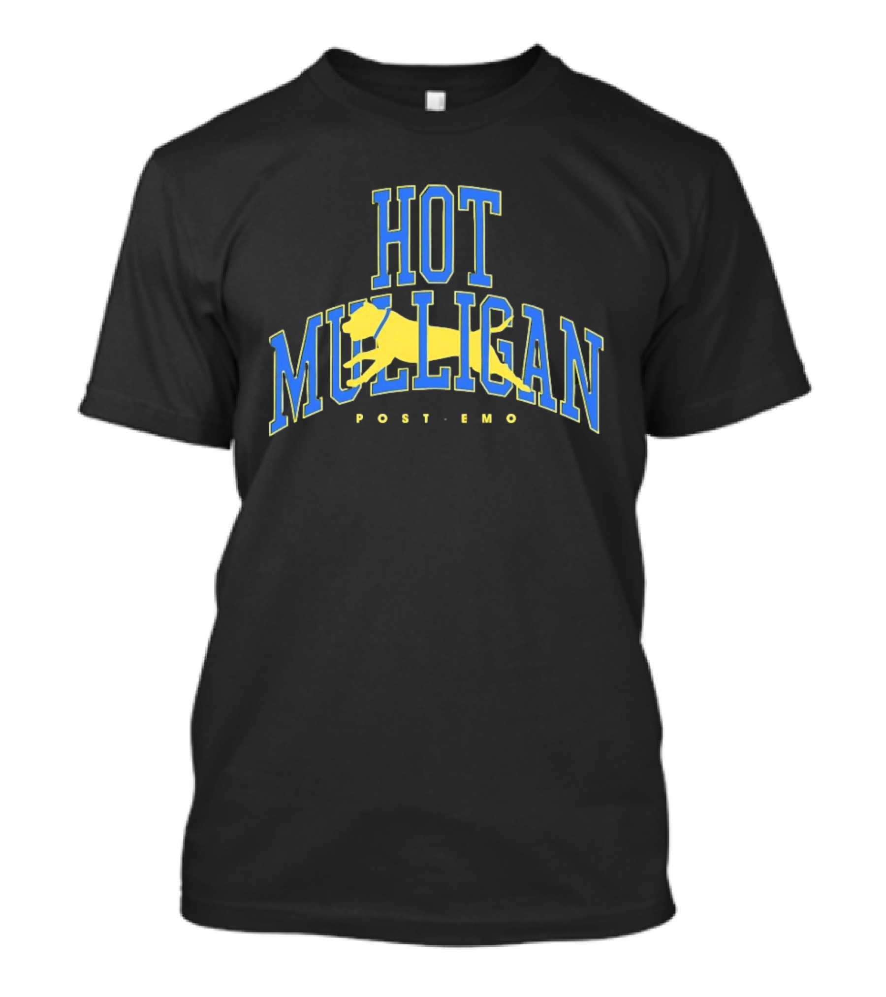 Hot Mulligan Post Emo Dog Graphic With Yellow Canine T-Shirt