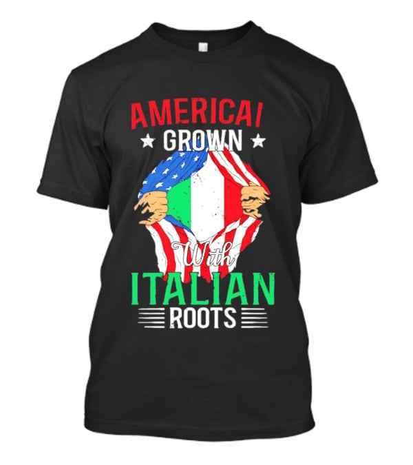 American Grown Italian Roots Flag Inside Patriotic Heritage T-Shirt