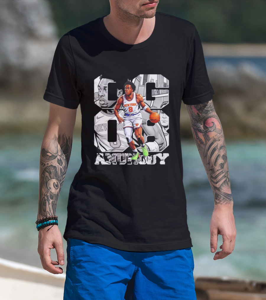 New York Anunoby 08 Basketball Comic Knicks T-Shirt