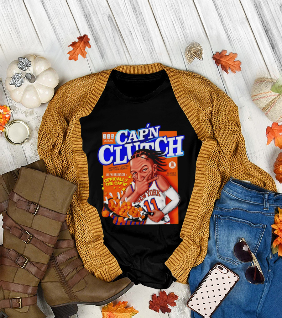 Cap'n Clutch Jalen Brunson New York Offically The Cap'n Cereal Box Comic T-Shirt
