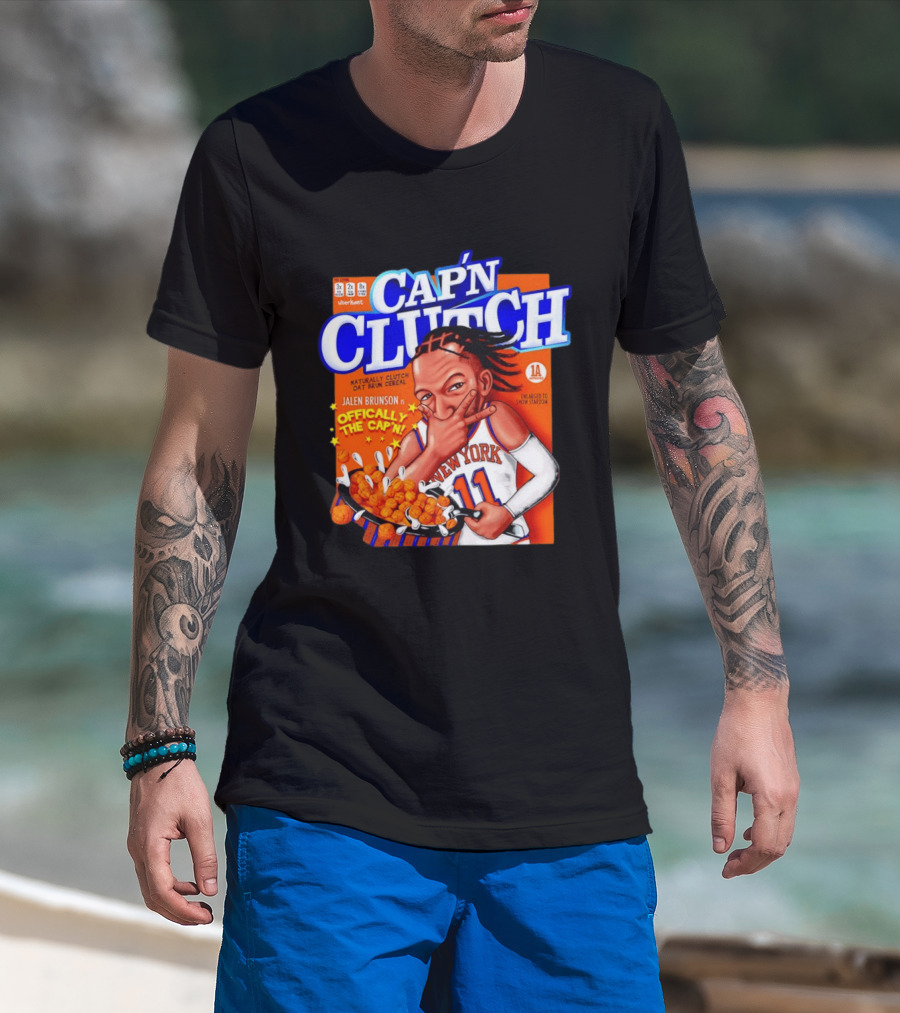 Cap'n Clutch Jalen Brunson New York Offically The Cap'n Cereal Box Comic T-Shirt