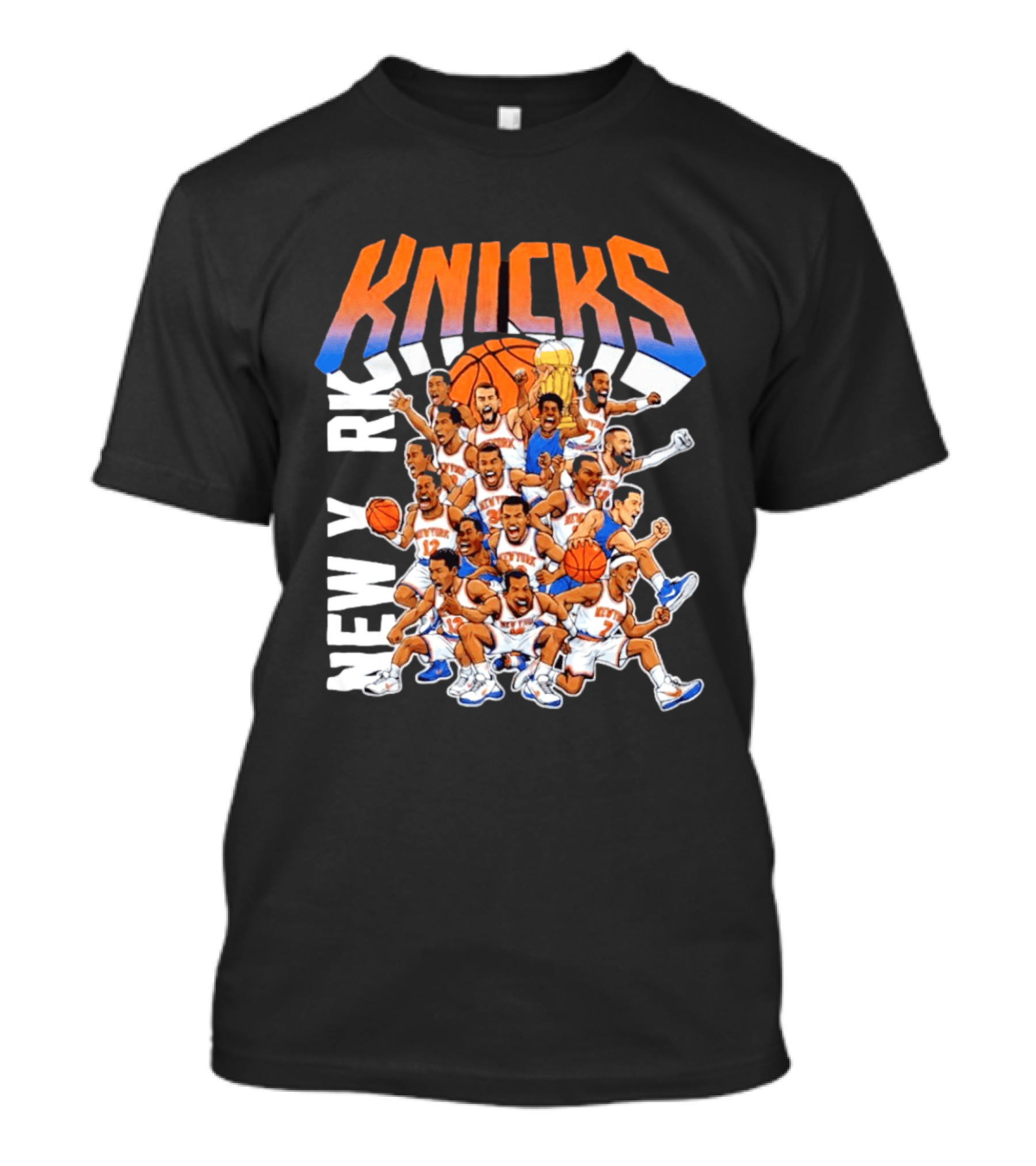 New York Knicks Cartoon Players 2026 Basketball Team Fun T-Shirt