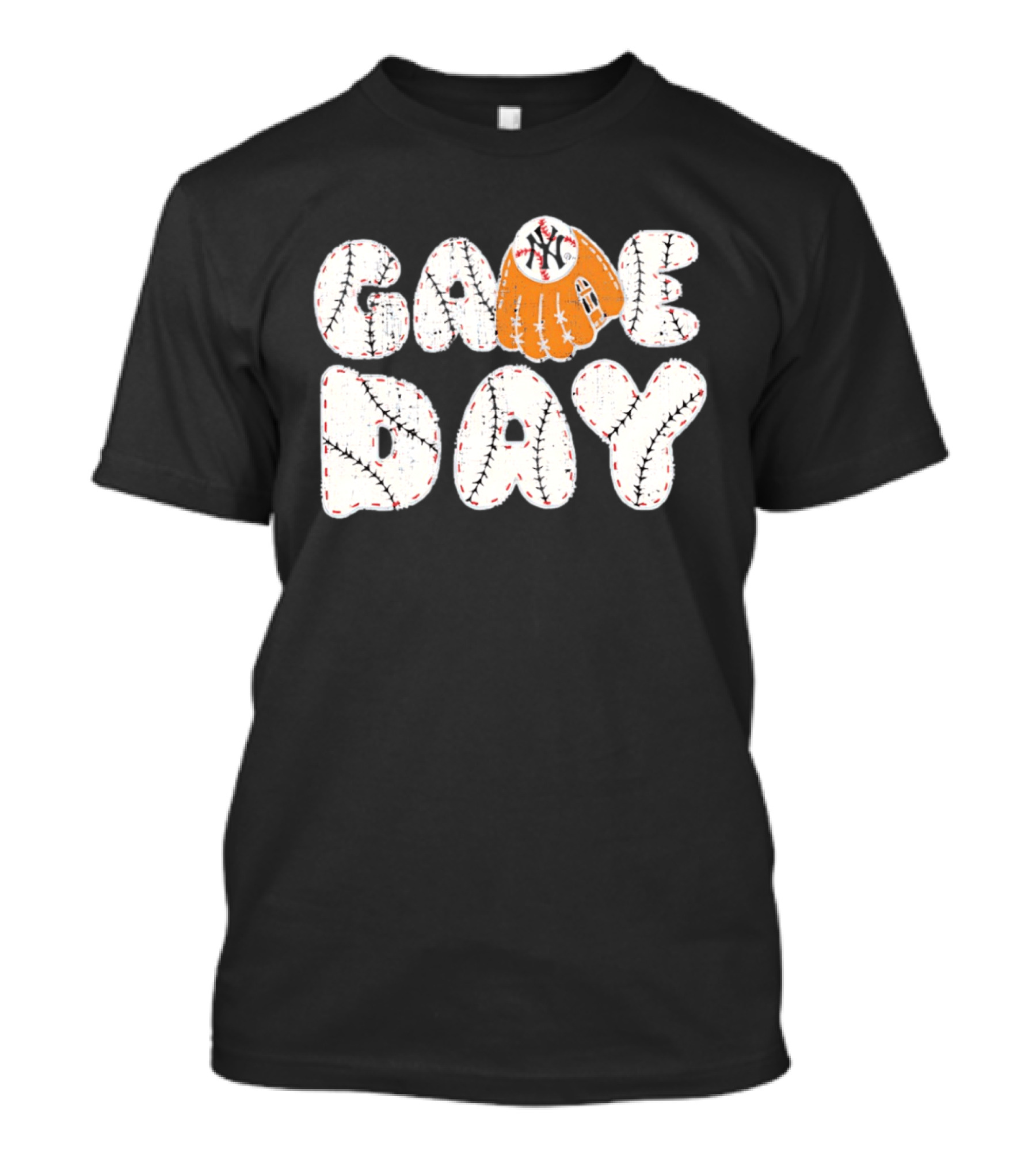 New York Yankees Game Day Baseball MLB NYY Glove And Ball Stitching T-Shirt