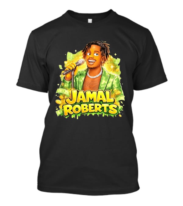 Jamal Roberts 2025 American Idol Winner Illustrated Mic Holding Dollar Sign T-Shirt