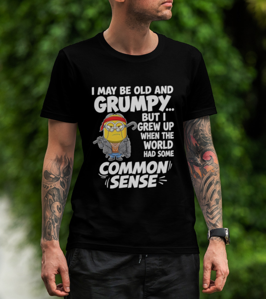 Dave The Minion I May Be Old And Grumpy But I Grew Up When The World Had Some Common Sense T-Shirt