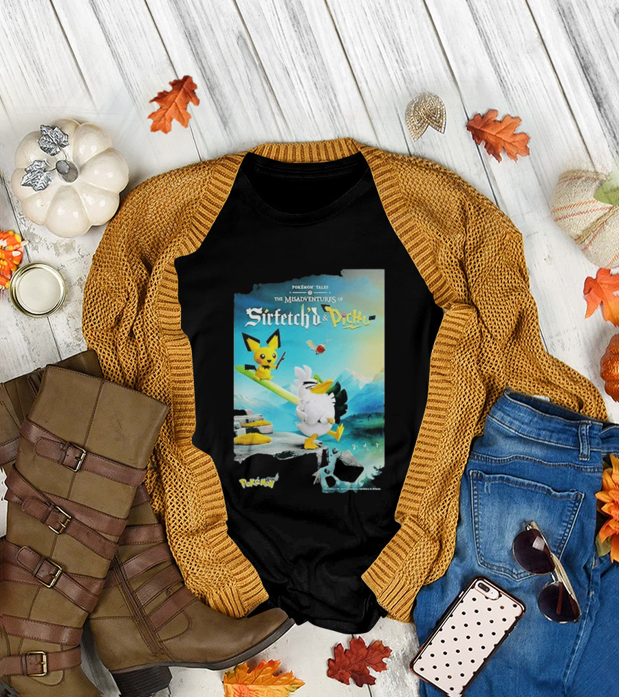 Pokémon Tales The Misadventures of Sirfetch'd and Pichu Adventure Scene T-Shirt