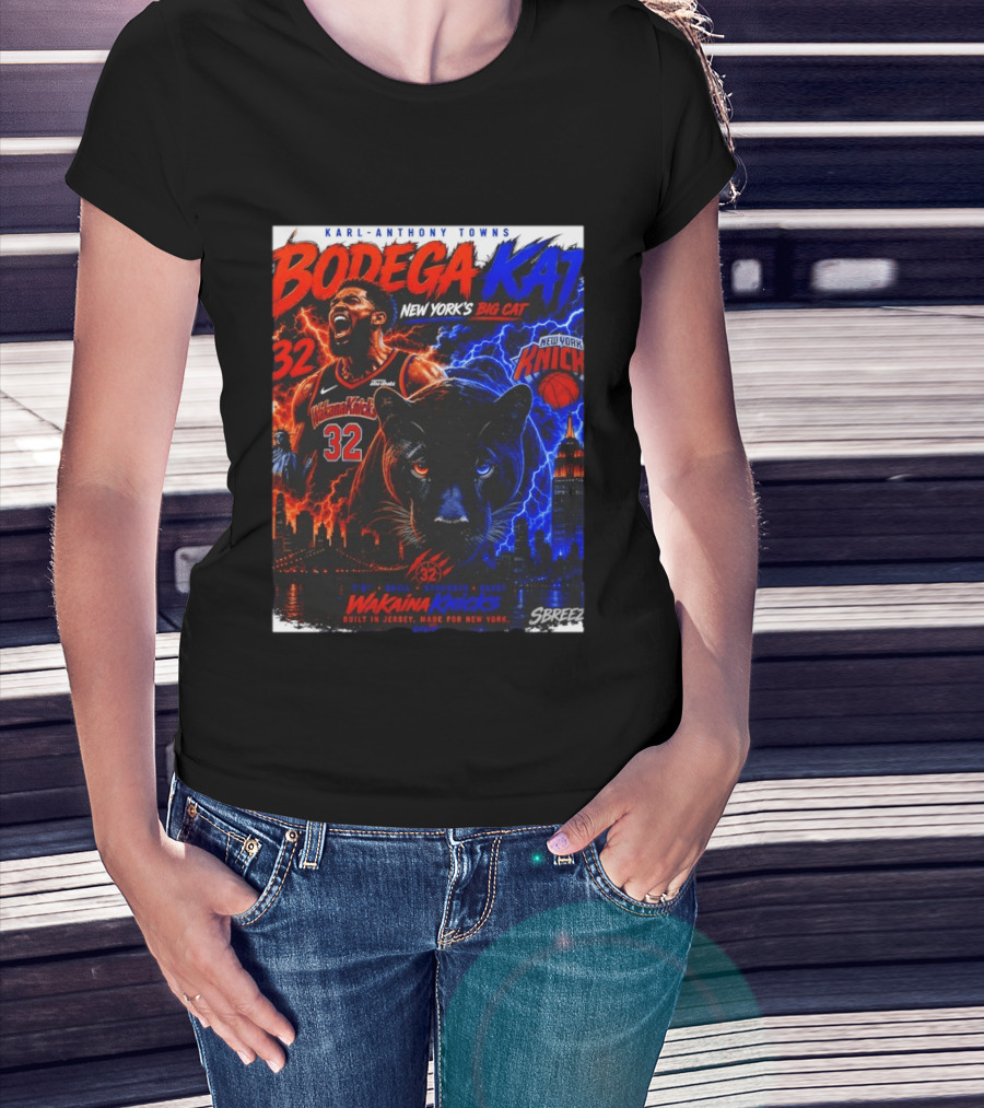 Bodega KAT Karl Anthony Towns Wakaina Knicks 2026 New York's Big Cat 32 T-Shirt