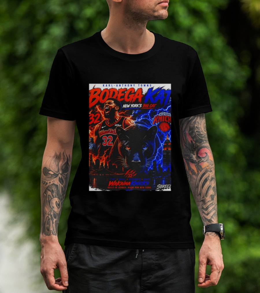 Bodega KAT Karl Anthony Towns Wakaina Knicks 2026 New York's Big Cat 32 T-Shirt
