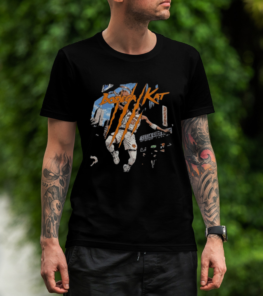 Bodega Kat Basketball Scratch Street Deli Grocer Basketball Player T-Shirt