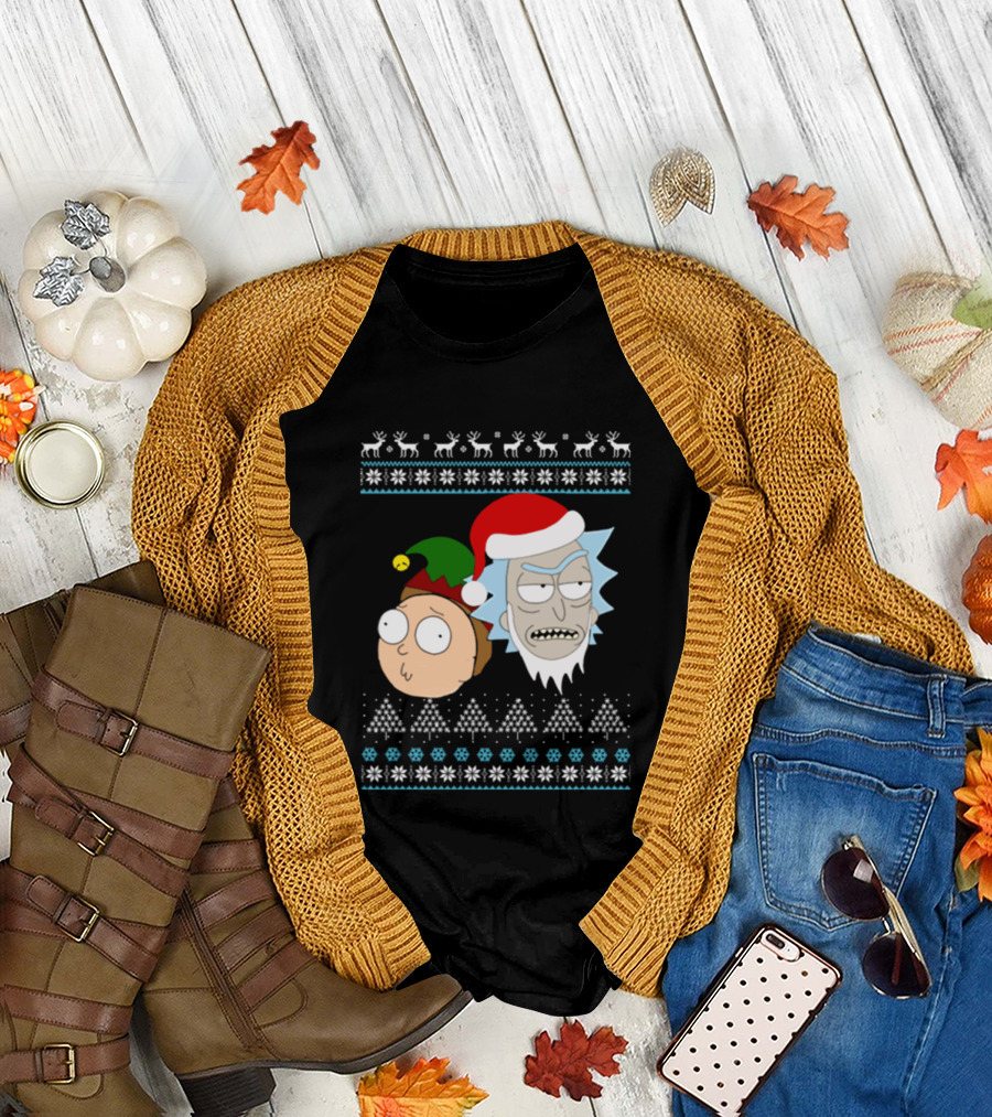 Rick Santa Morty Elf Christmas Sweater T-Shirt