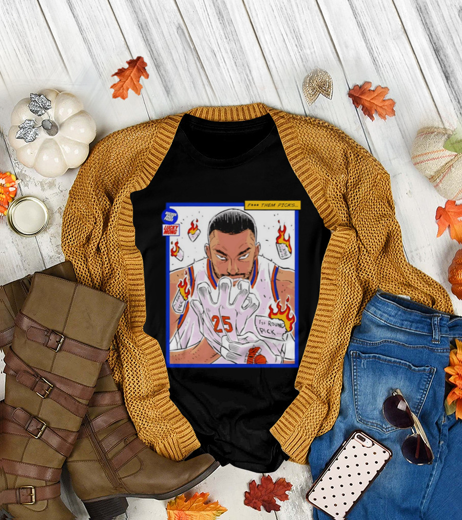 Lucky Mong Knicks Mikal Bridges Comic 25 Flames 1st Round Picks T-Shirt