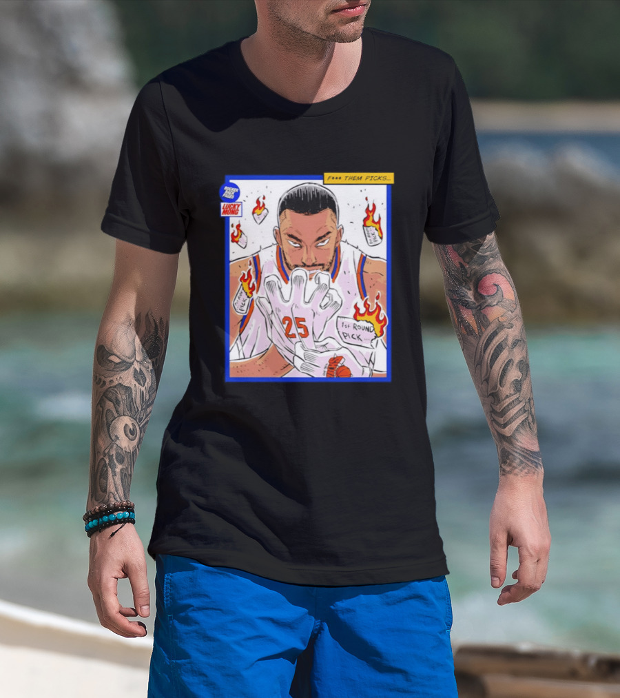 Lucky Mong Knicks Mikal Bridges Comic 25 Flames 1st Round Picks T-Shirt